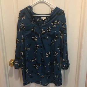 Blue Floral Blouse